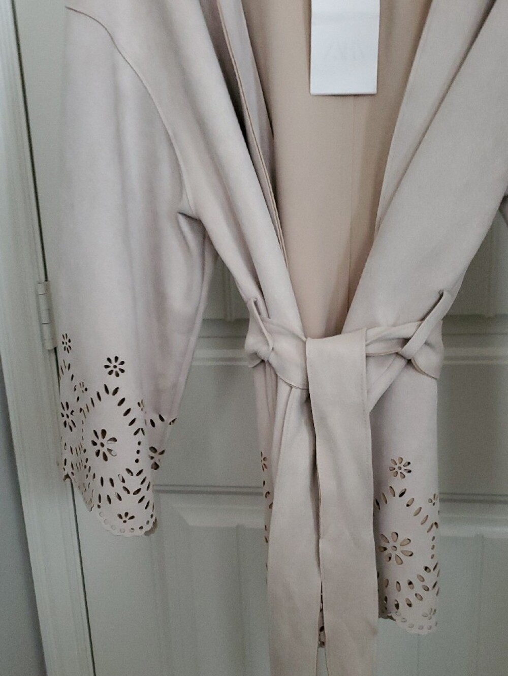 Zara Woman DIE-CUT SUEDE EFFECT TRENCH COAT Jacket Size M-L - Picture 10 of 13